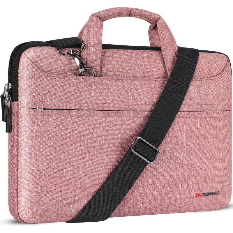 DOMISO 17.3 inch Laptop Messenger Shoulder Bag Tote Bag for Women for Men,Business Travel Work Computer Bag Chromebook Case Briefcase,Compatible with 17 inch HP Dell Lenovo ASUS, Pink - Image 1
